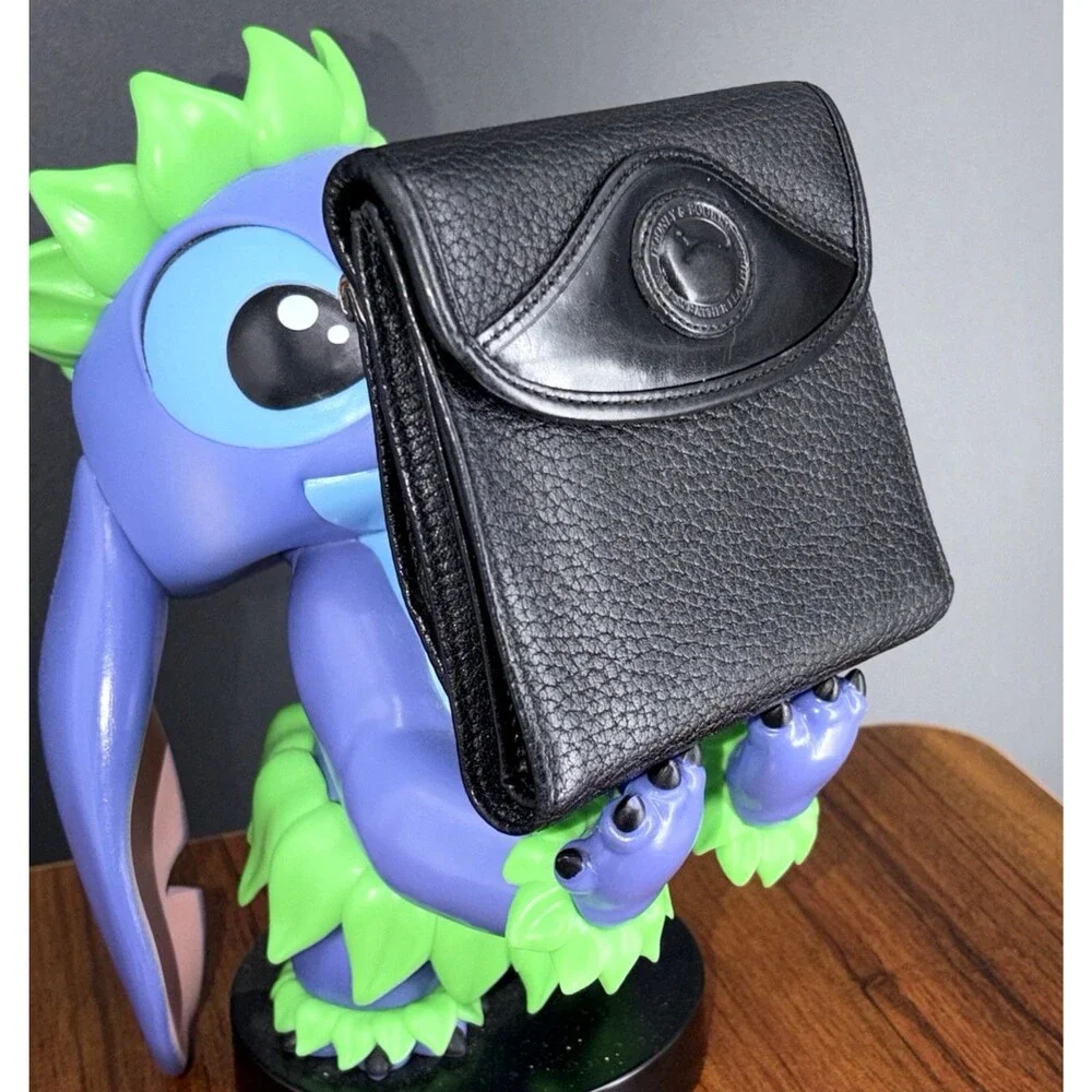 Vintage Dooney & Bourke Wallet Womens Black Leather Bifold Coin Purse Made USA